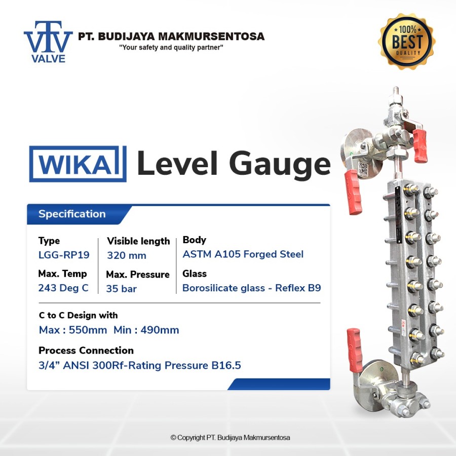 Level Gauge Level Indicator Sight Glass WIKA - LGG RP19