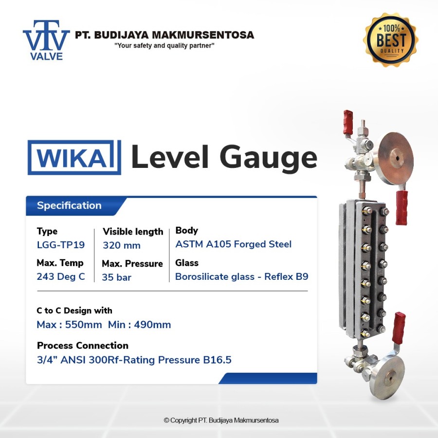 Level Gauge Indicator Sight Glass WIKA - LGG TP19