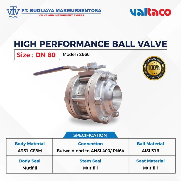 Valtaco High Performance Ball Valve Model 2666 DN 80