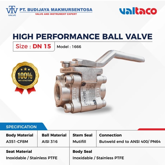 Valtaco High Performance Ball Valve Model 1666 DN15