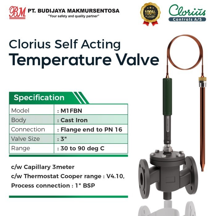 Clorius Self Acting Temperature Valve Size 2 Inch - 30 to 90 deg C