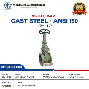 Jual Gate Valve Cast Steel ANSI 150 VTV – 10 Inch di bjmsonline.com
