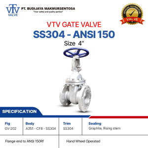 Jual Gate Valve SS304 ANSI 150 VTV – 3 Inch di bjmsonline.com